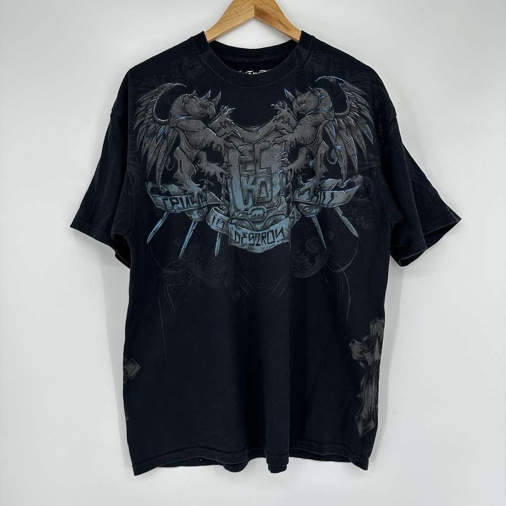 vintage Y2K Ecko Unlimited black Winged Rhinos Streetwear 2XL Goth
